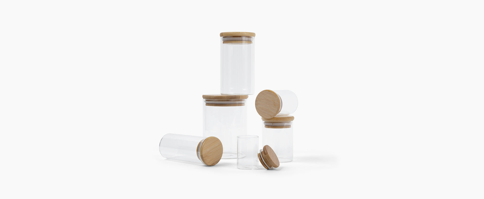2 oz Wood-Lid Suction Clear Glass Jar with Wood Lid