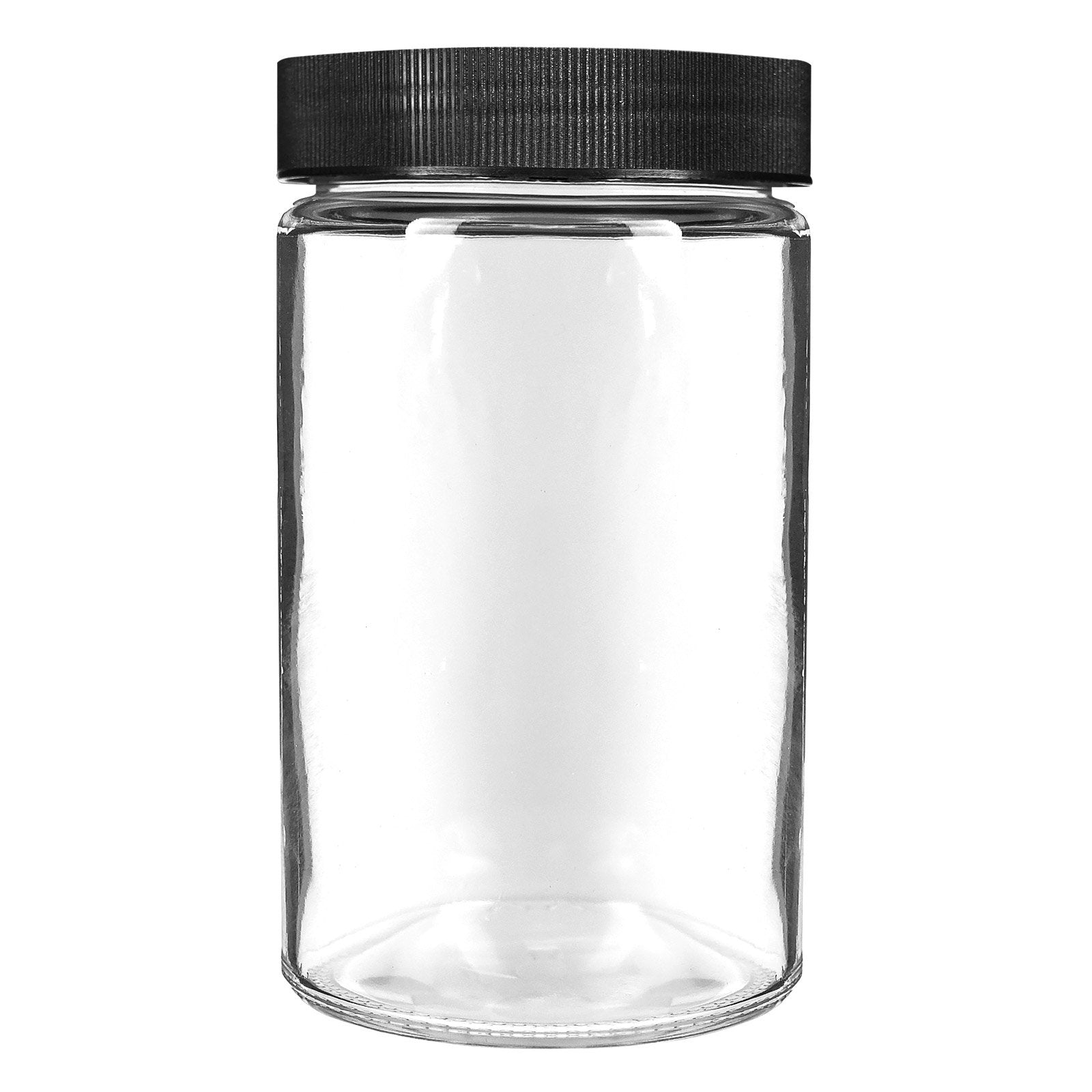 10 oz Clear Glass Jar with Black Lid