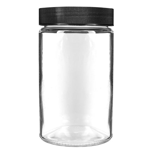 10 oz Clear Glass Jar with Black Lid