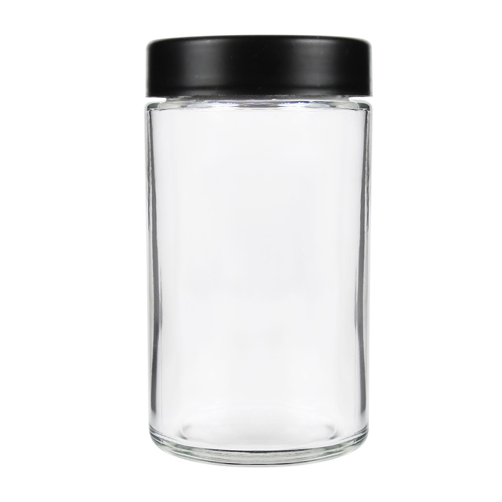 10 oz Child-Resistant Clear Glass Jar with Black Lid
