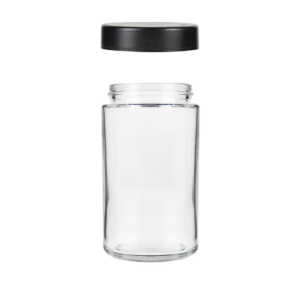 10 oz Child-Resistant Clear Glass Jar with Black Lid — view 2