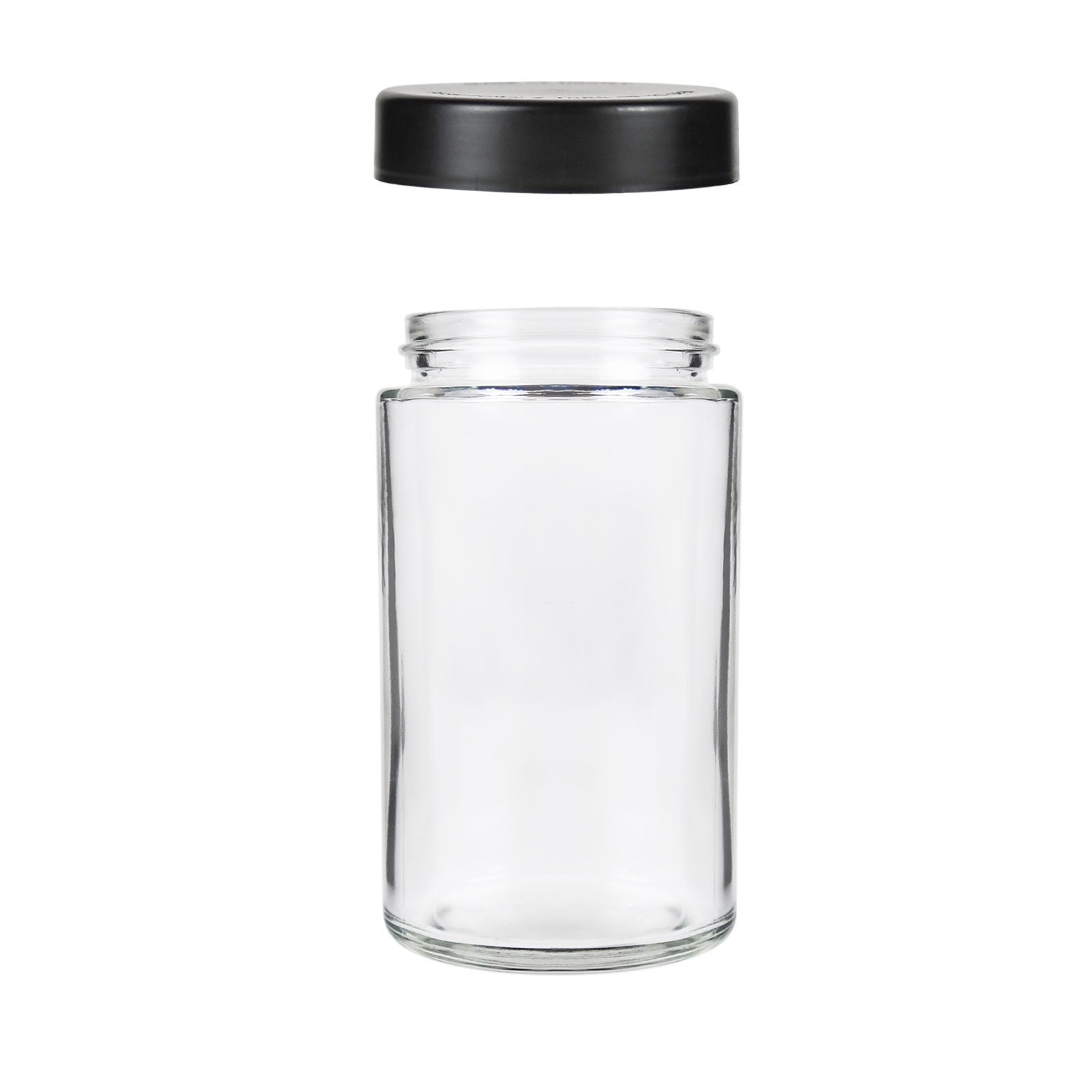 10 oz Child-Resistant Clear Glass Jar with Black Lid — view 2