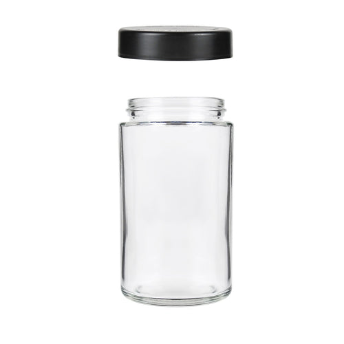 10 oz Child-Resistant Clear Glass Jar with Black Lid — view 2