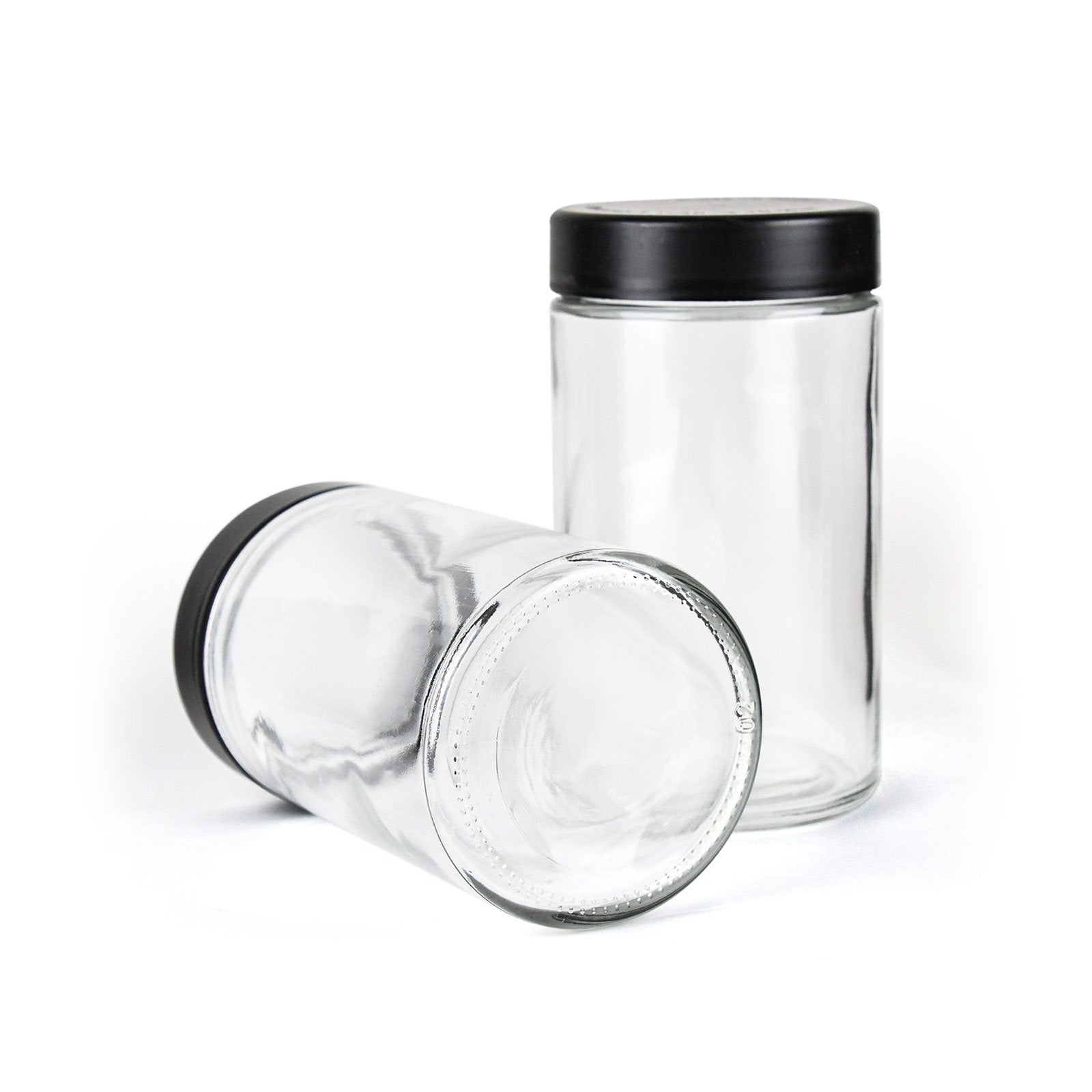10 oz Child-Resistant Clear Glass Jar with Black Lid — view 3