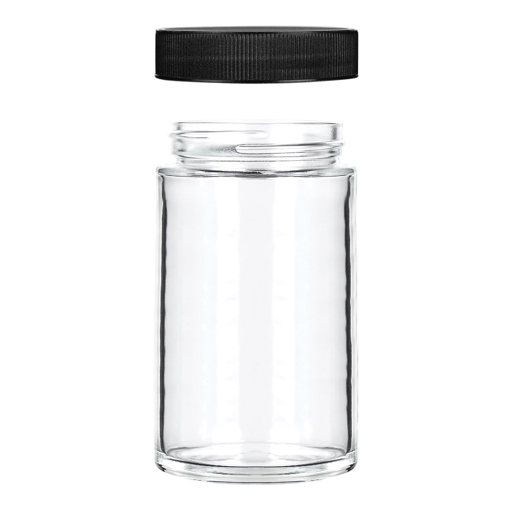 10 oz Clear Glass Jar with Black Lid — view 2