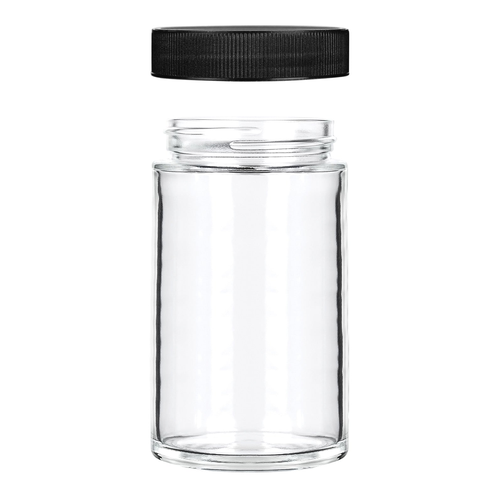 10 oz Clear Glass Jar with Black Lid — view 2