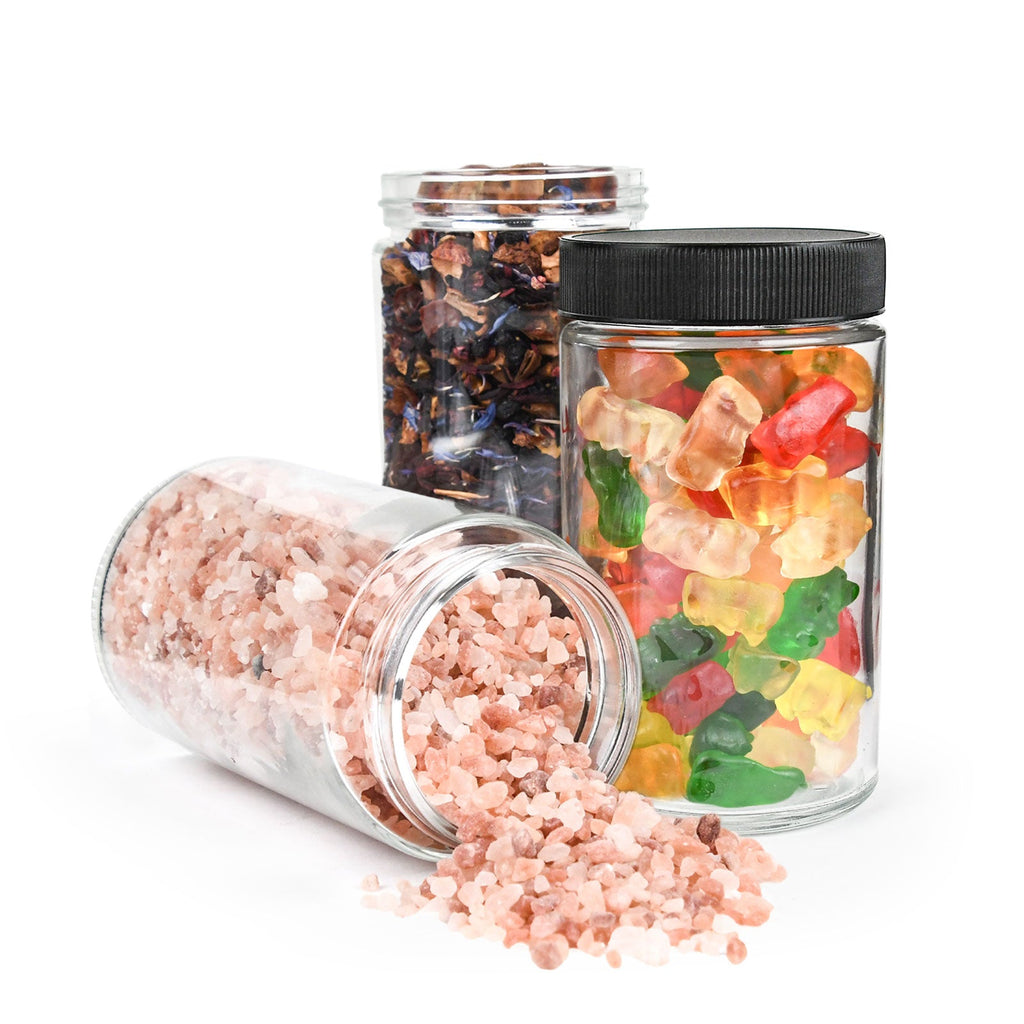 10 oz Clear Glass Jar with Black Lid — view 7