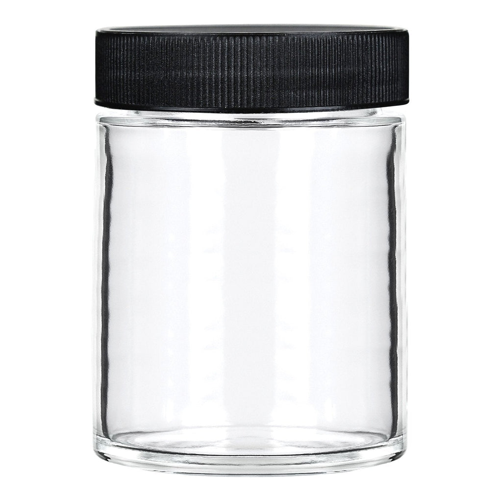18 oz Clear Glass Jar with Black Lid