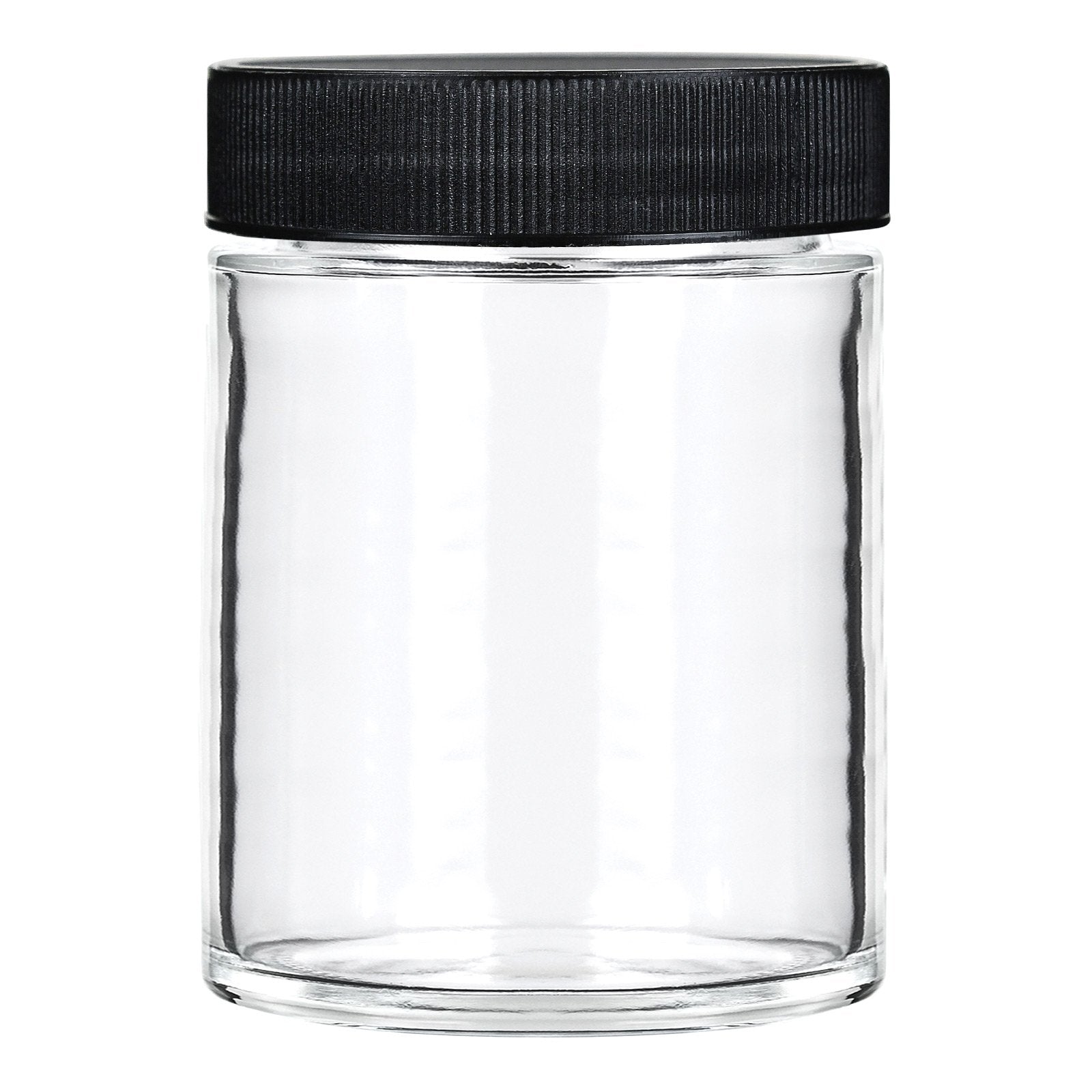 18 oz Clear Glass Jar with Black Lid