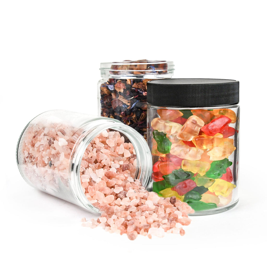 18 oz Clear Glass Jar with Black Lid — view 7