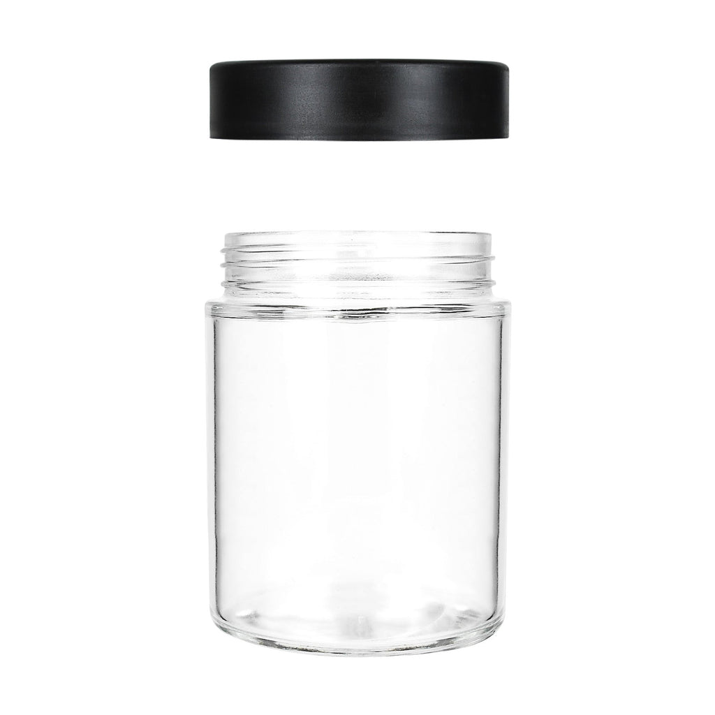 18 oz Child-Resistant Clear Glass Jar with Black Lid — view 2