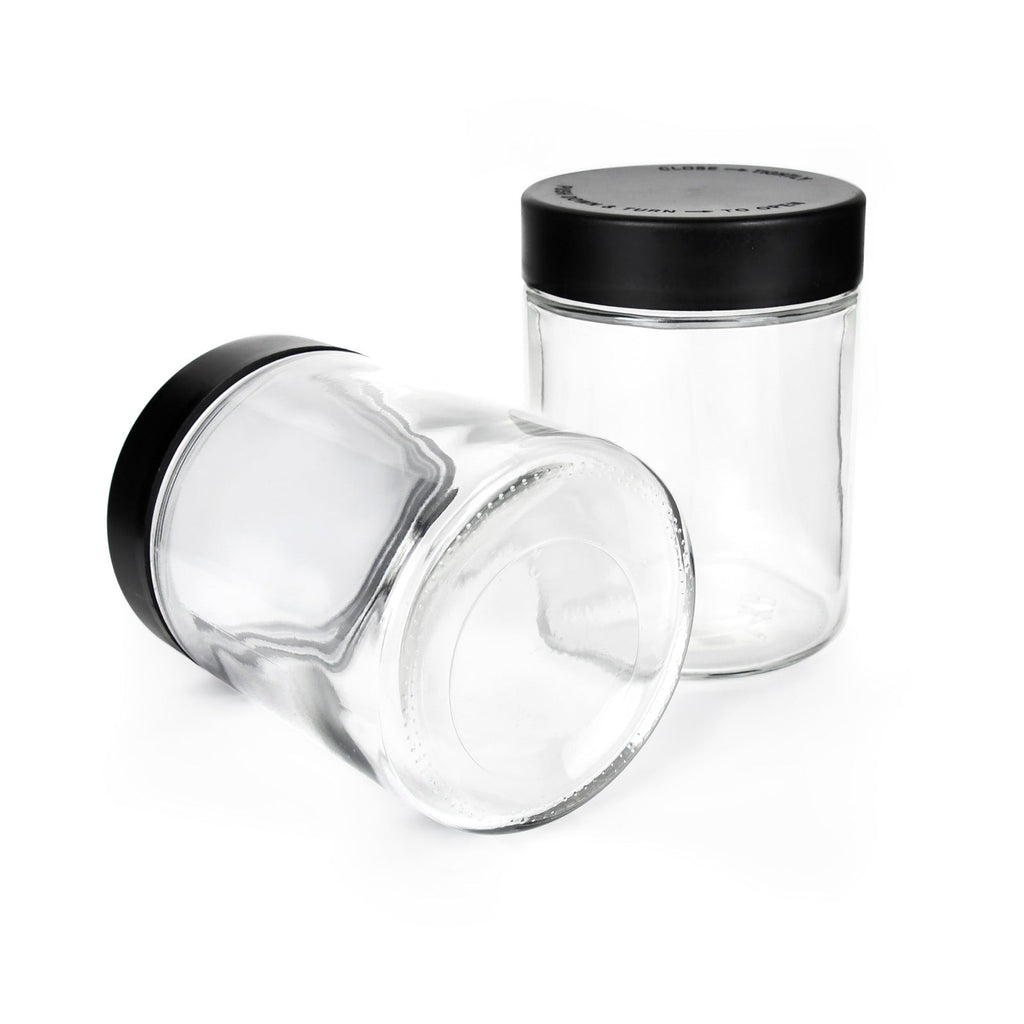 18 oz Child-Resistant Clear Glass Jar with Black Lid — view 3