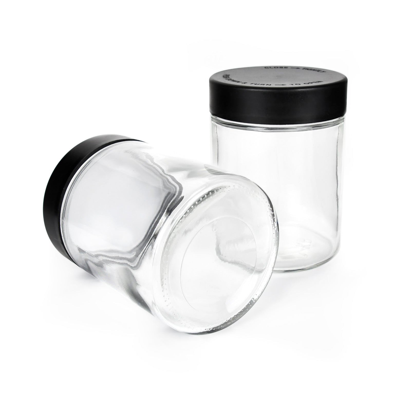 18 oz Child-Resistant Clear Glass Jar with Black Lid — view 3