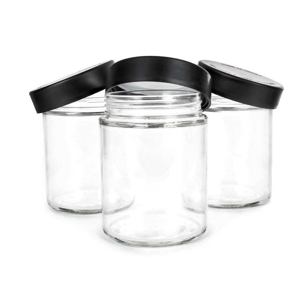 18 oz Child-Resistant Clear Glass Jar with Black Lid — view 7