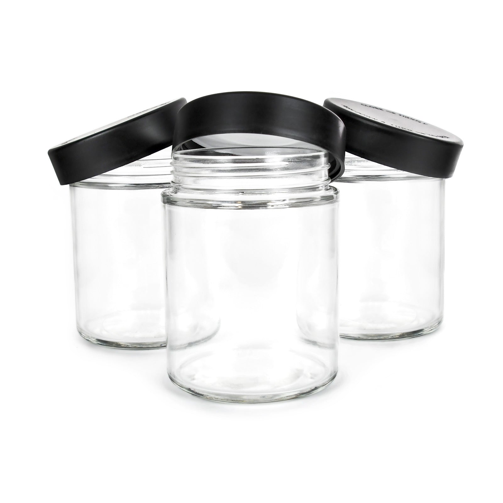 18 oz Child-Resistant Clear Glass Jar with Black Lid — view 7