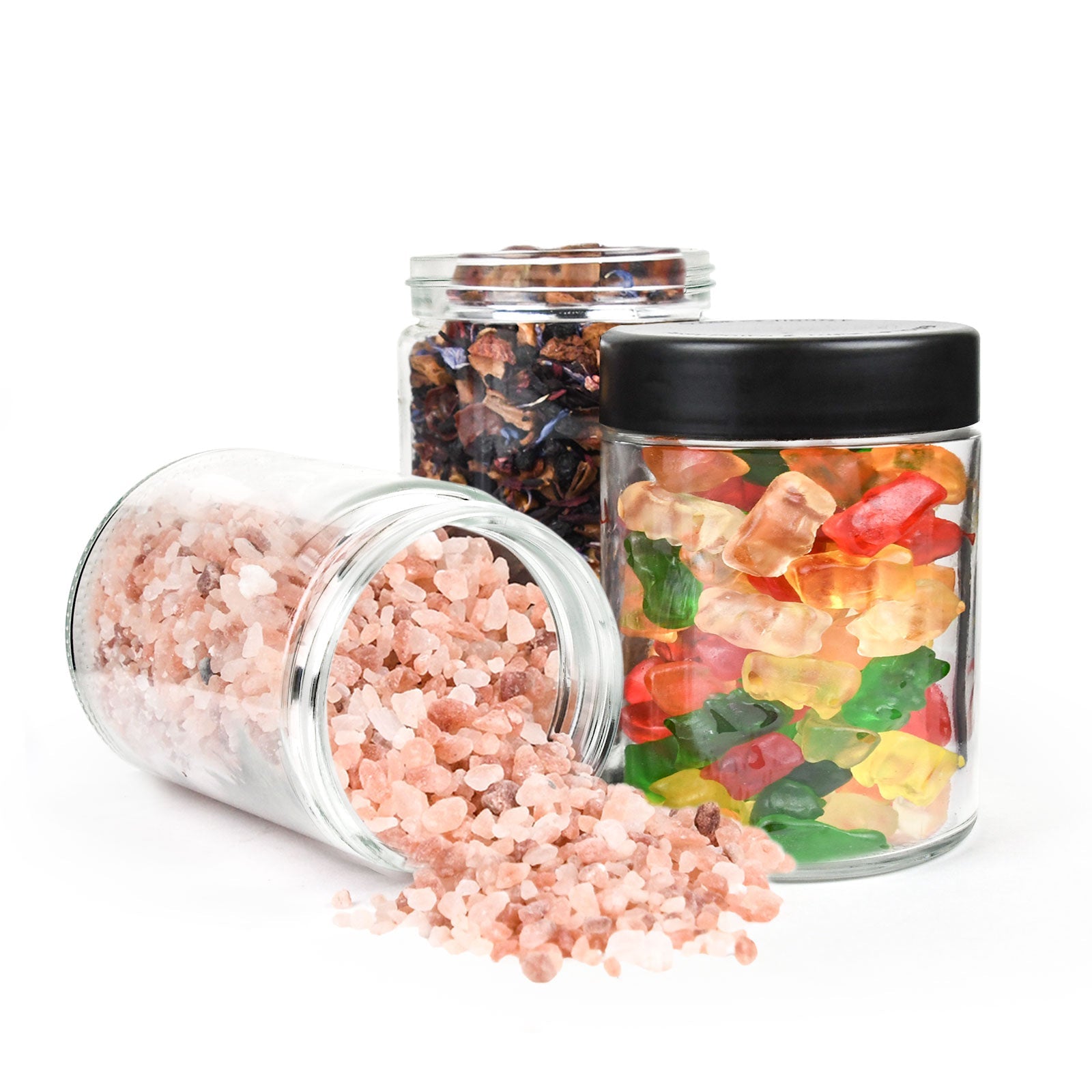 18 oz Child-Resistant Clear Glass Jar with Black Lid — view 9