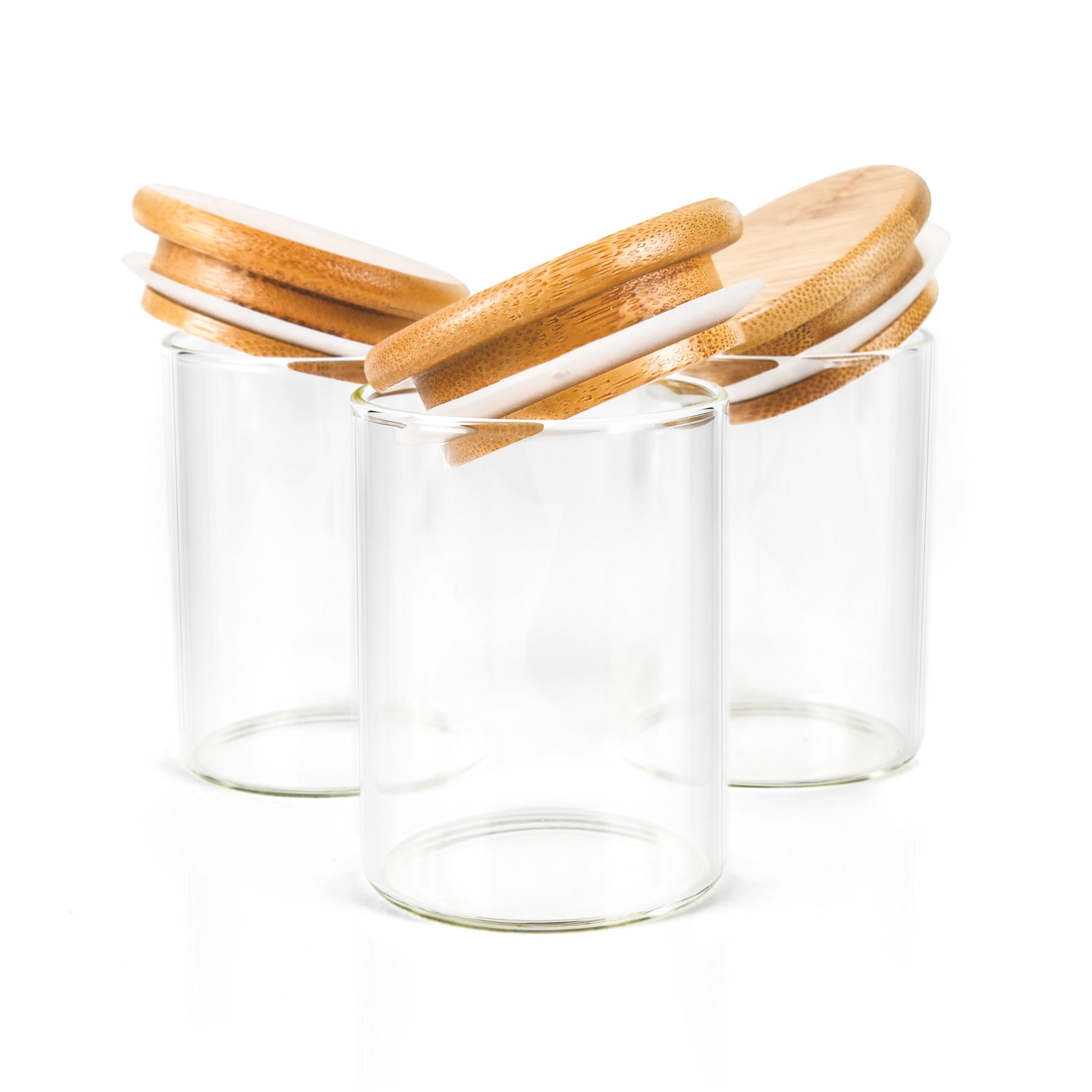 2 oz Wood-Lid Suction Clear Glass Jar with Wood Lid — view 3