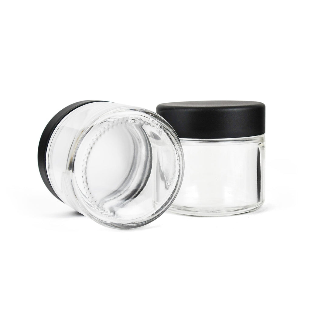 2 oz Child-Resistant Clear Glass Jar with Black Lid — view 3