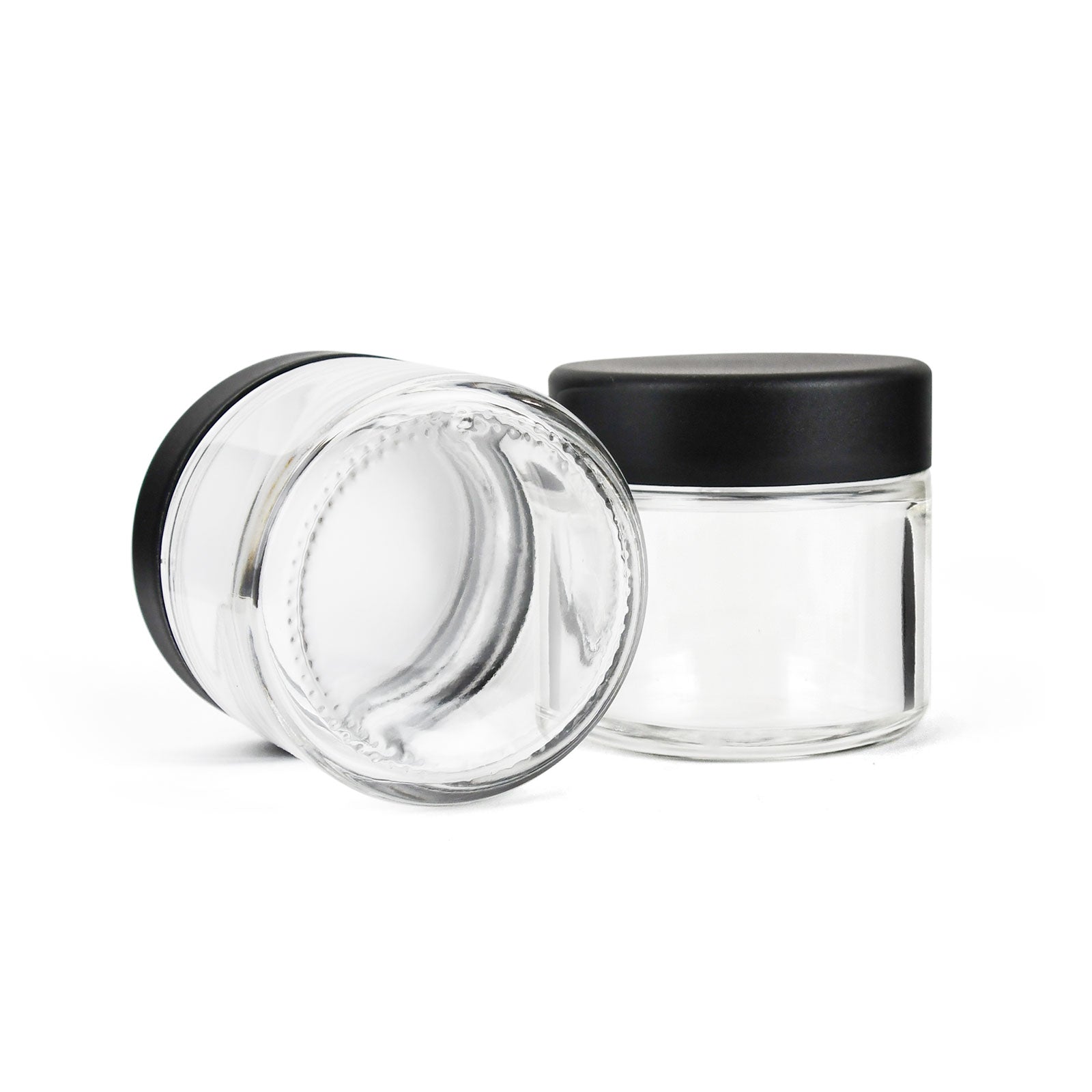 2 oz Child-Resistant Clear Glass Jar with Black Lid — view 3