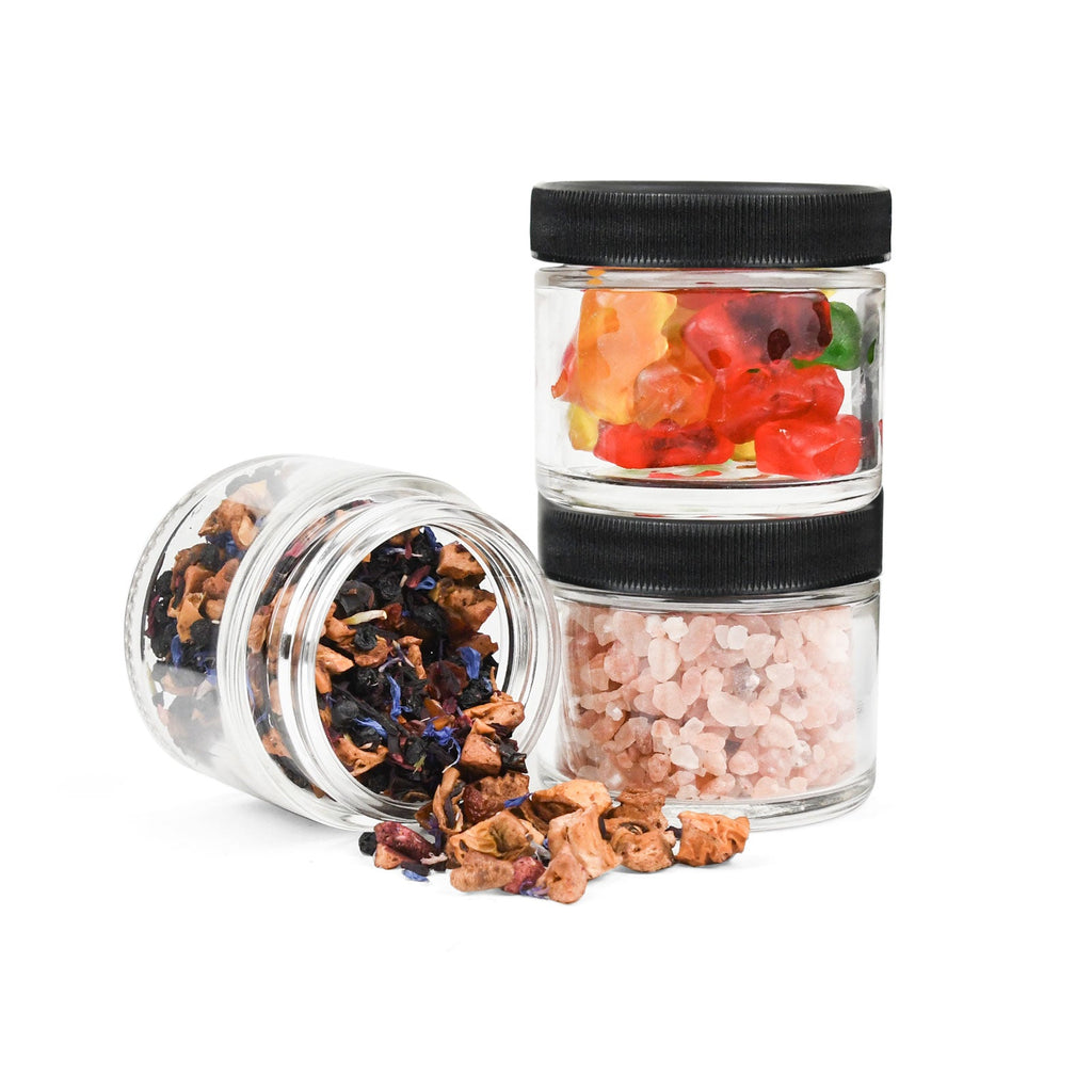 2 oz Clear Glass Jar with Black Lid — view 7