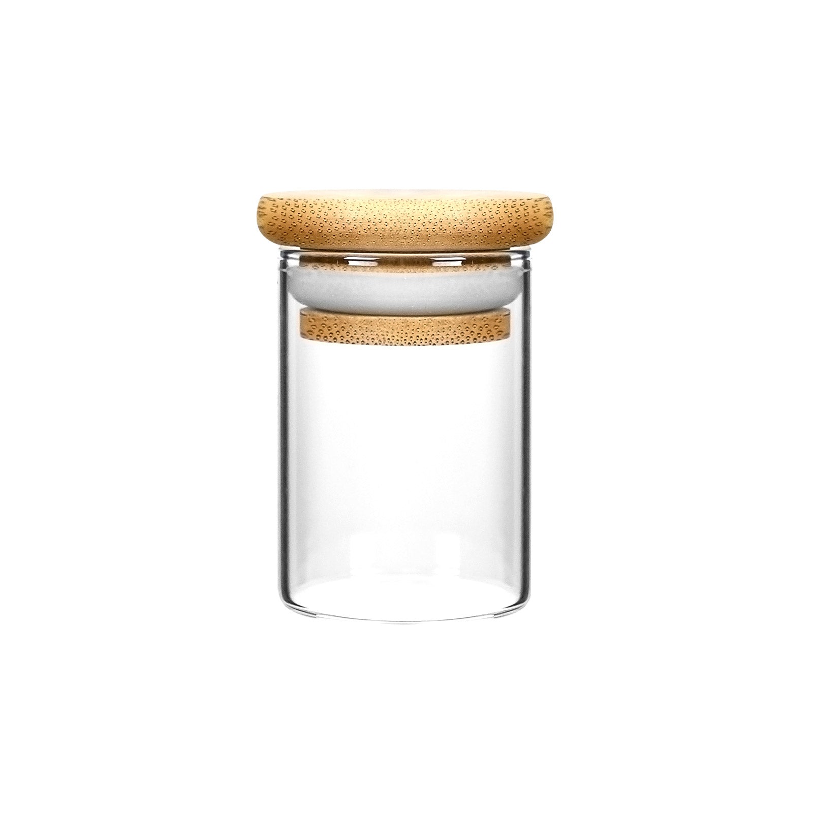 2 oz Wood-Lid Suction Clear Glass Jar with Wood Lid