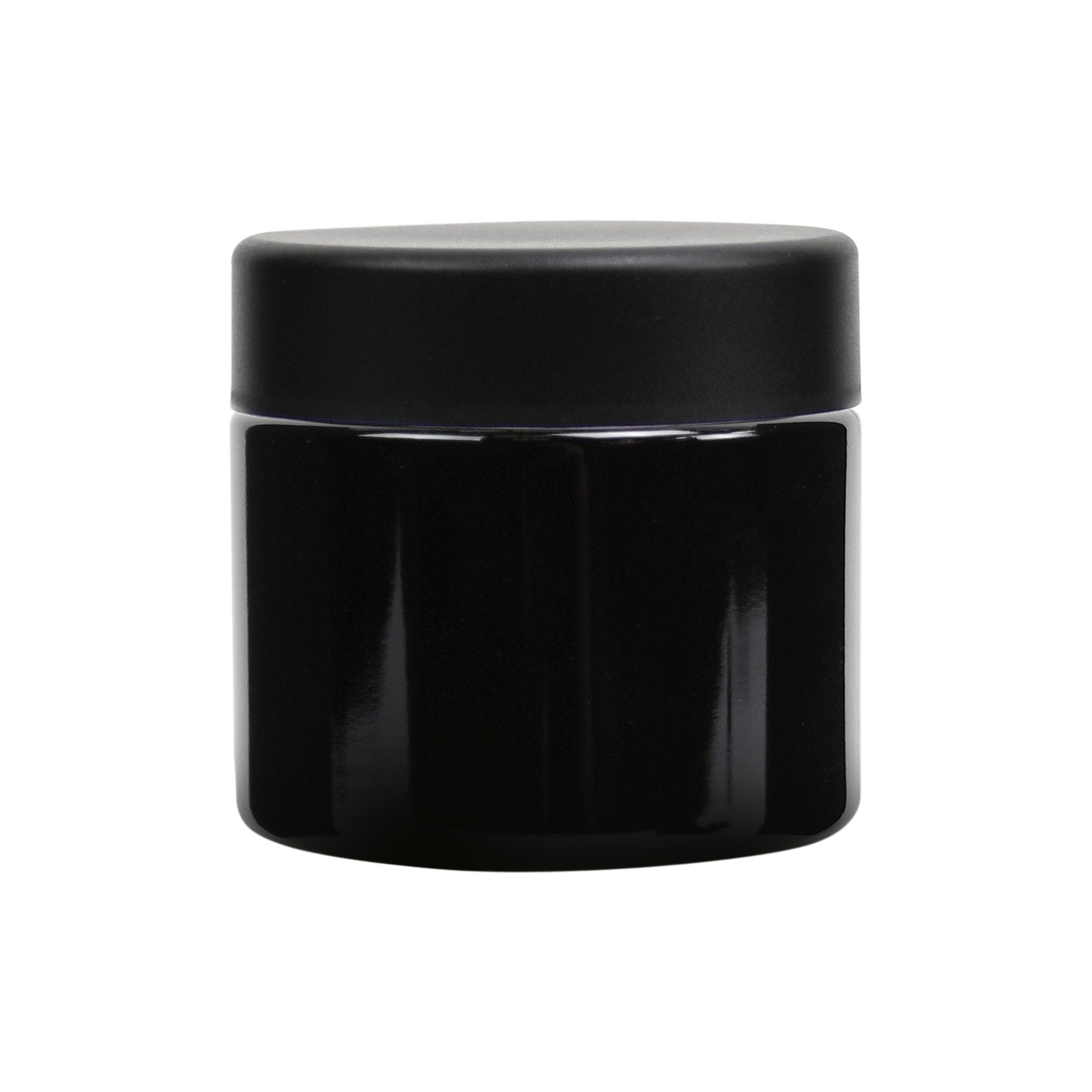 2 oz Child-Resistant Black Glass Jar with Black Lid