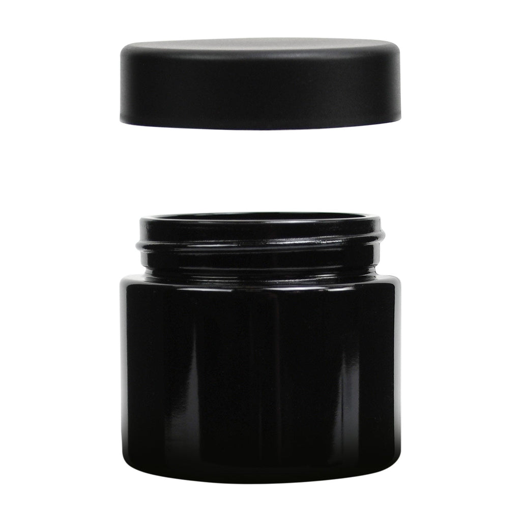 2 oz Child-Resistant Black Glass Jar with Black Lid — view 2