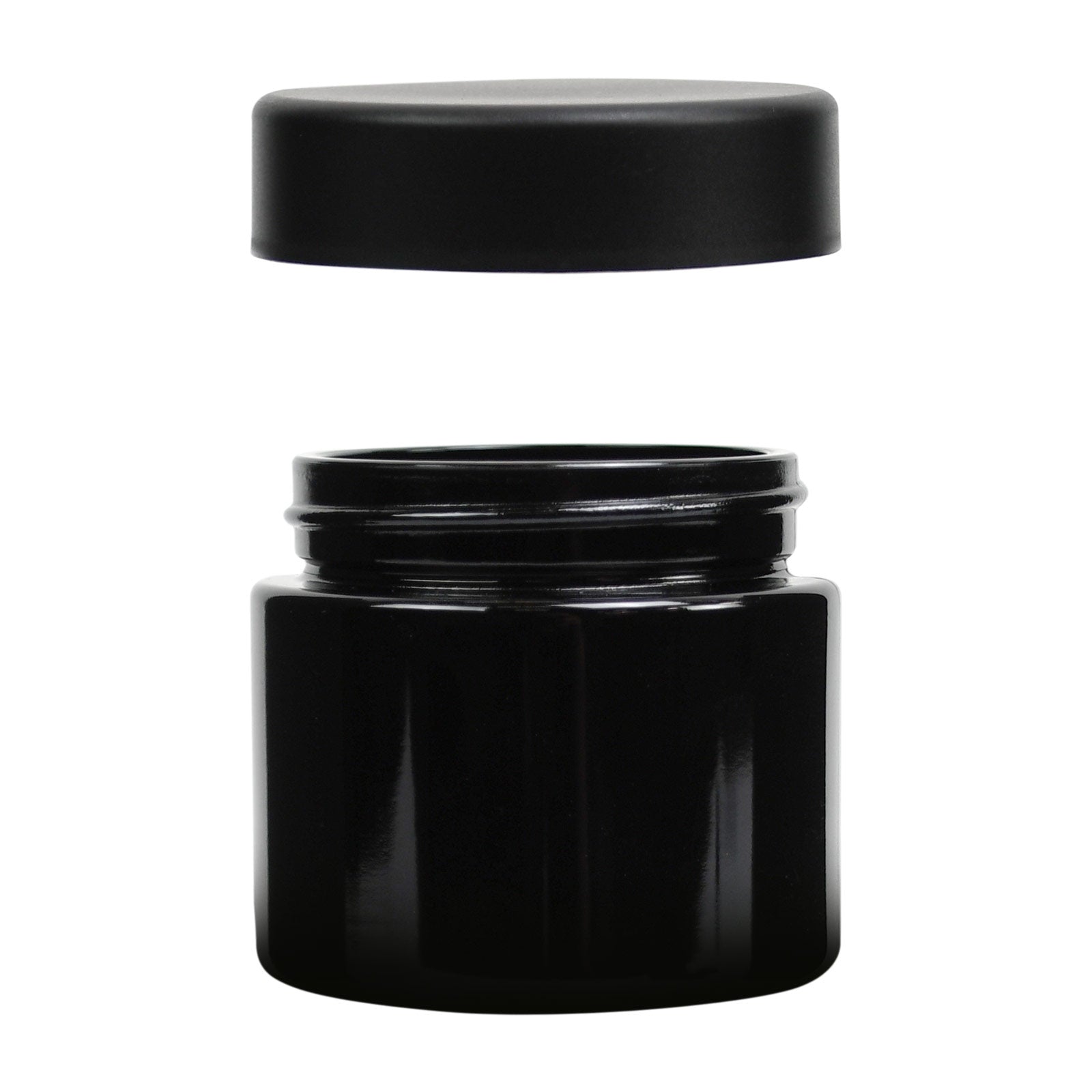 2 oz Child-Resistant Black Glass Jar with Black Lid — view 2