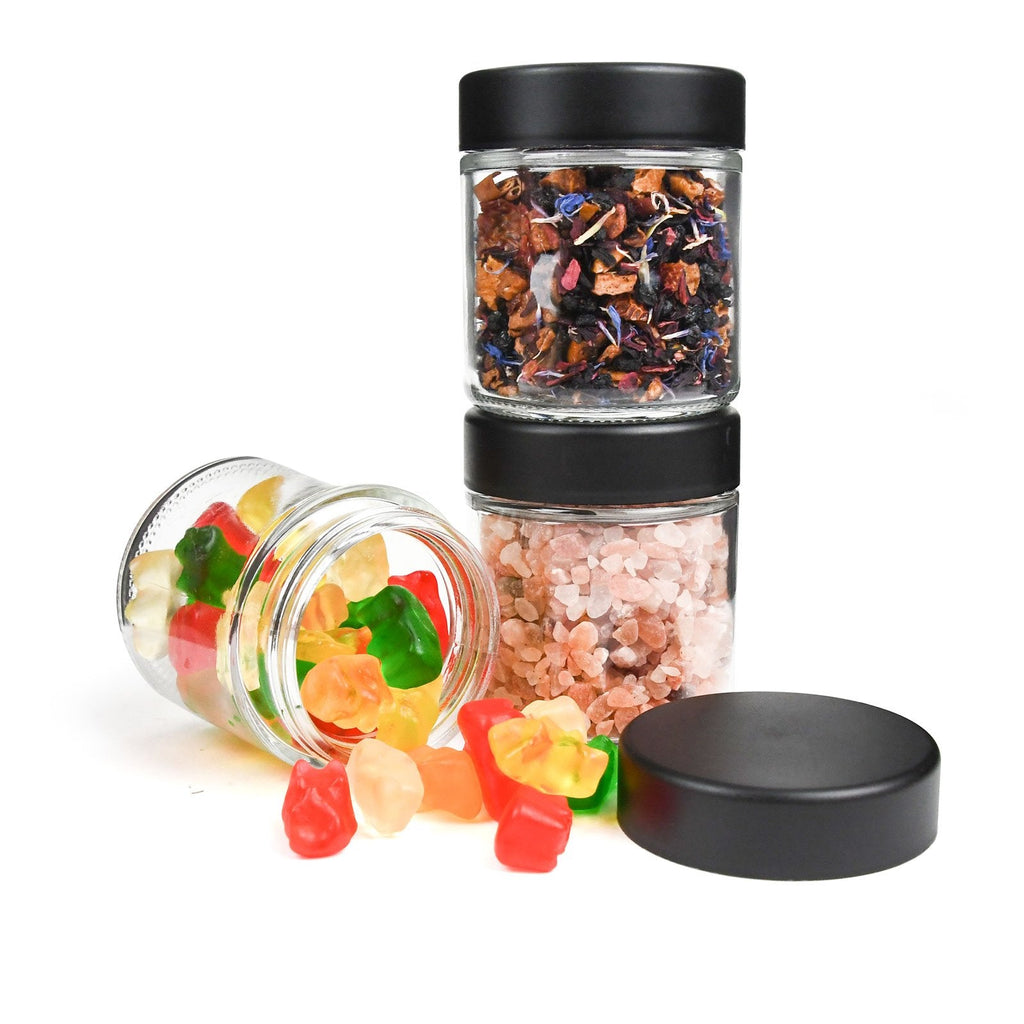 3 oz Child-Resistant Clear Glass Jar with Black Lid — view 7
