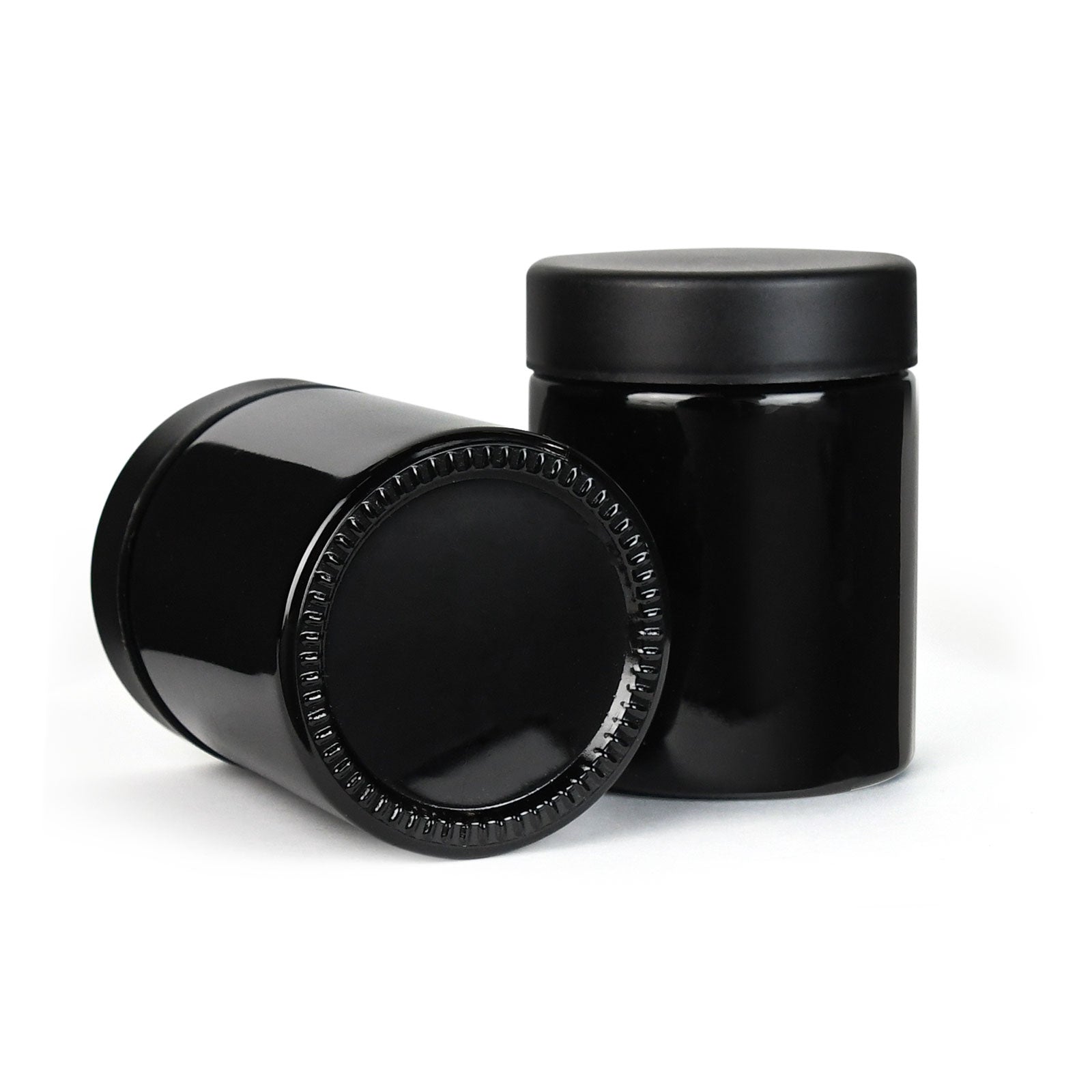 4 oz Child-Resistant Black Glass Jar with Black Lid — view 3