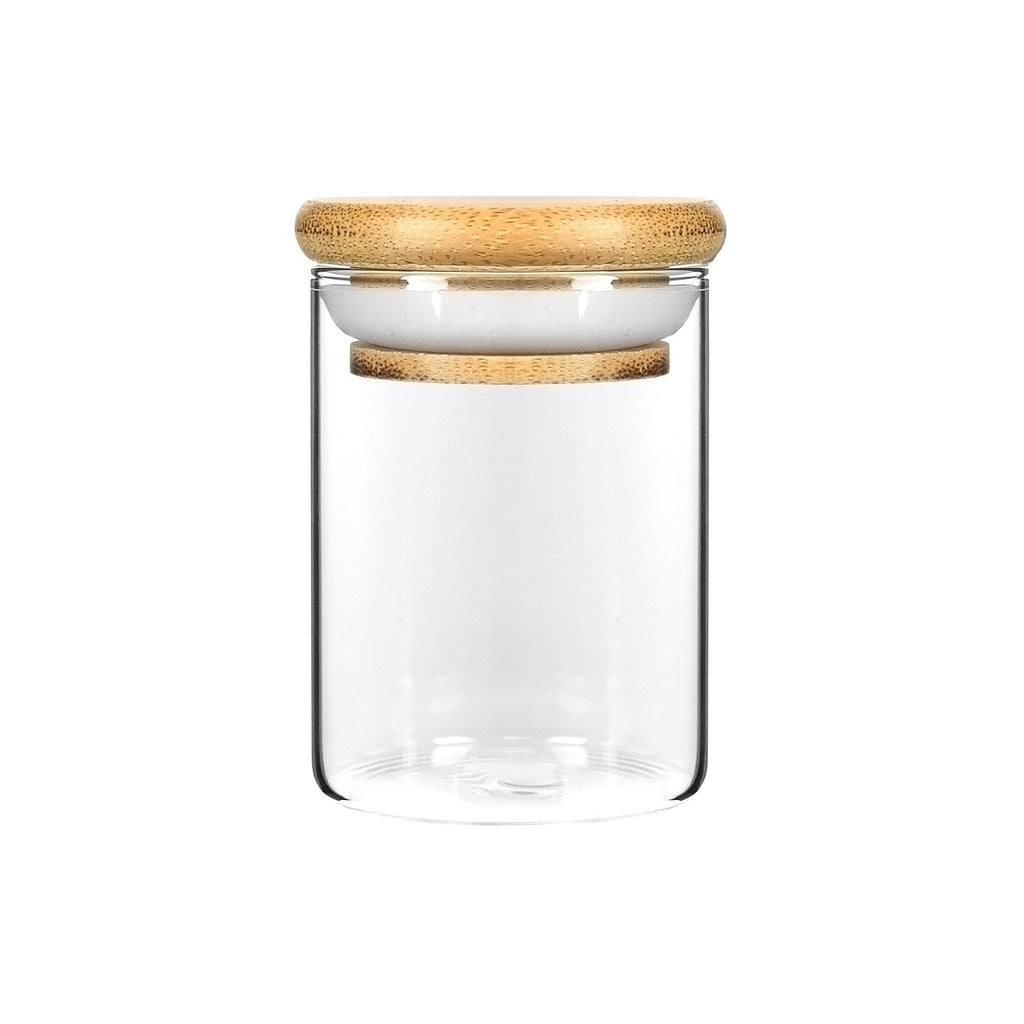 4 oz Wood-Lid Suction Clear Glass Jar with Wood Lid
