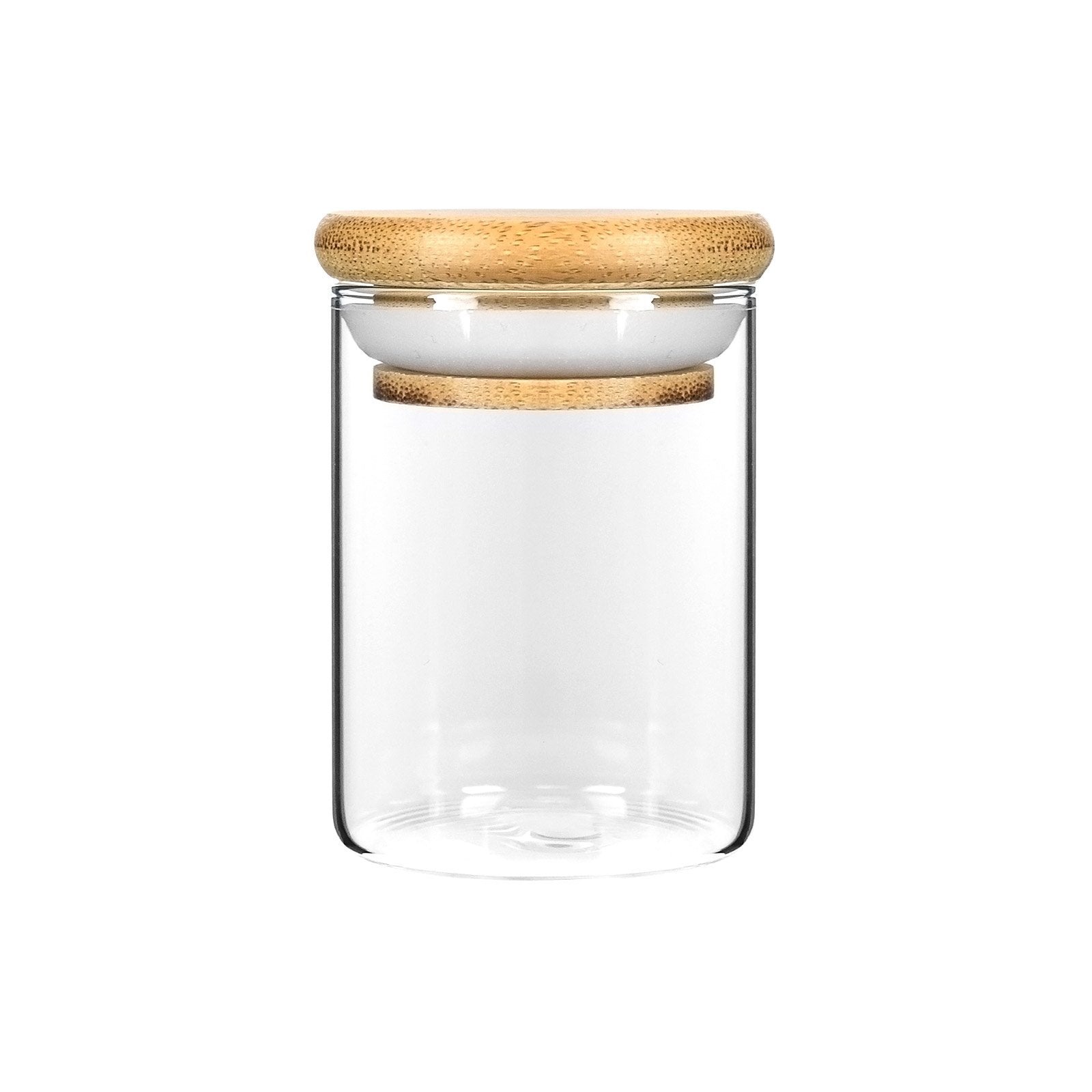 4 oz Wood-Lid Suction Clear Glass Jar with Wood Lid
