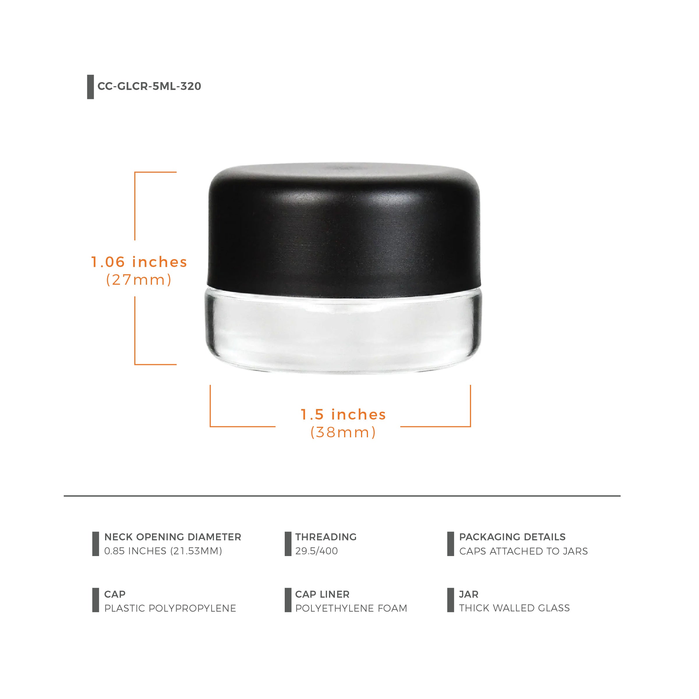 5 ml Child-Resistant Glass Container with Black Lid — Silicone-Lined — view 7