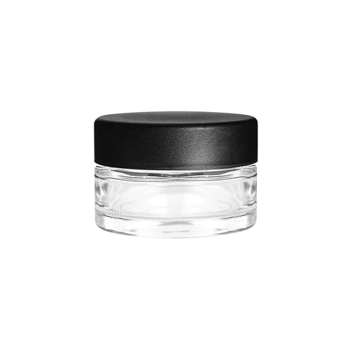 1 oz Child-Resistant Clear Glass Jar with Black Lid