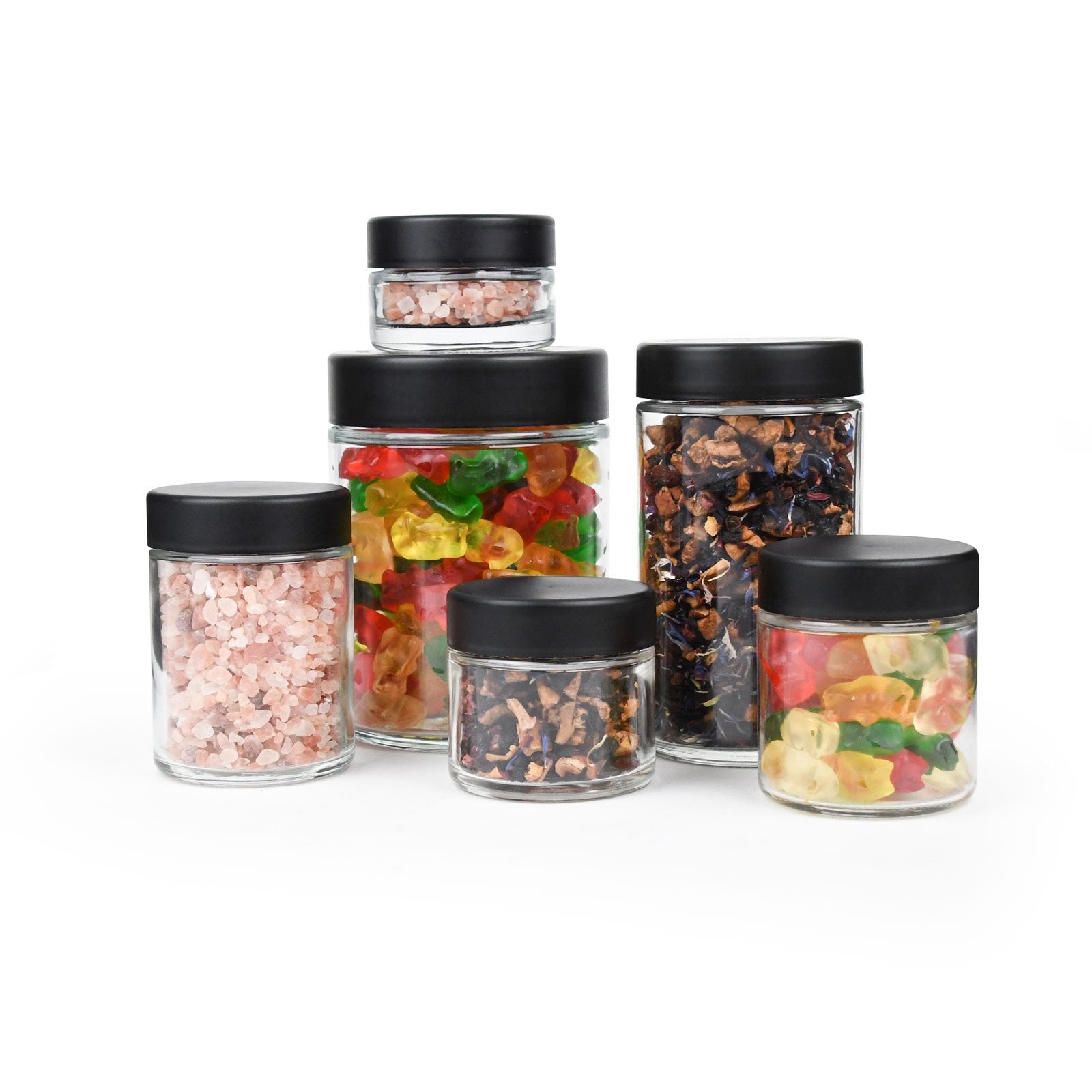 10 oz Child-Resistant Clear Glass Jar with Black Lid — view 9