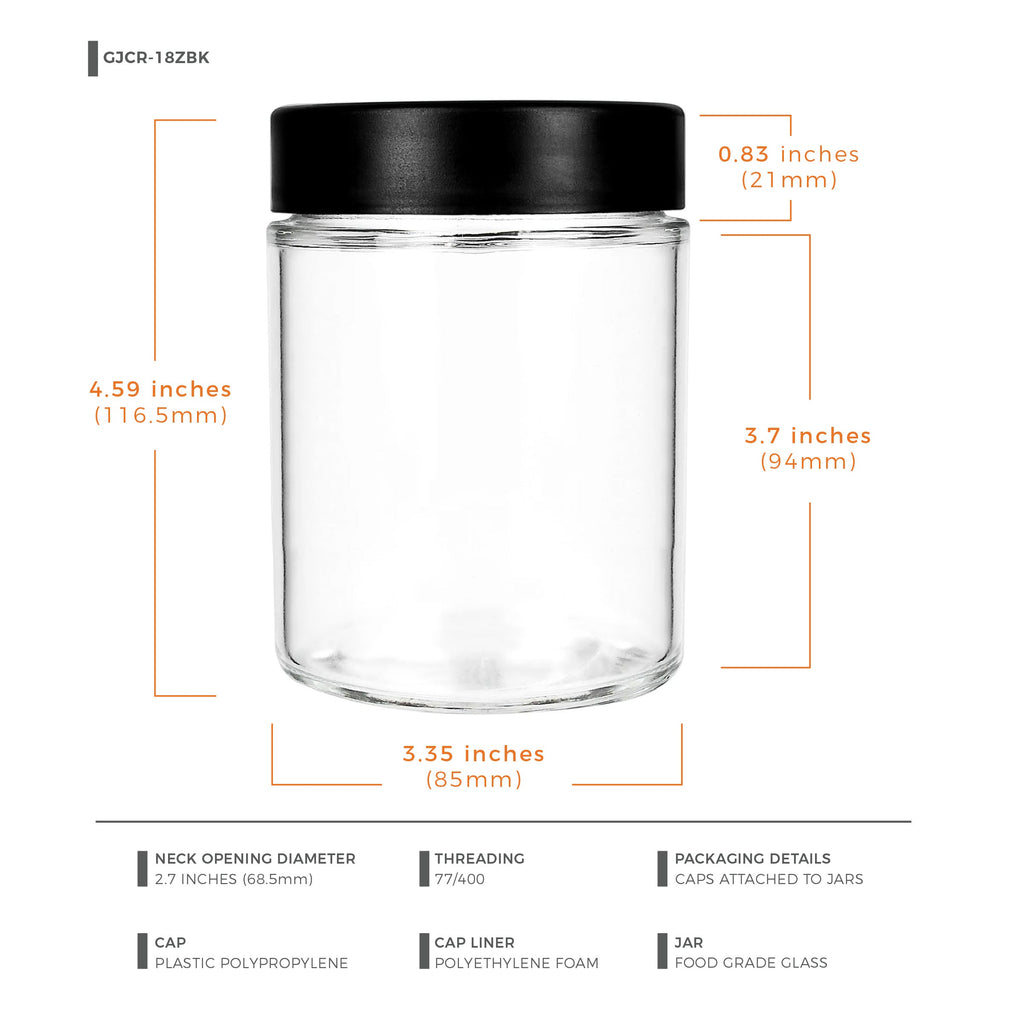18 oz Child-Resistant Clear Glass Jar with Black Lid — view 11