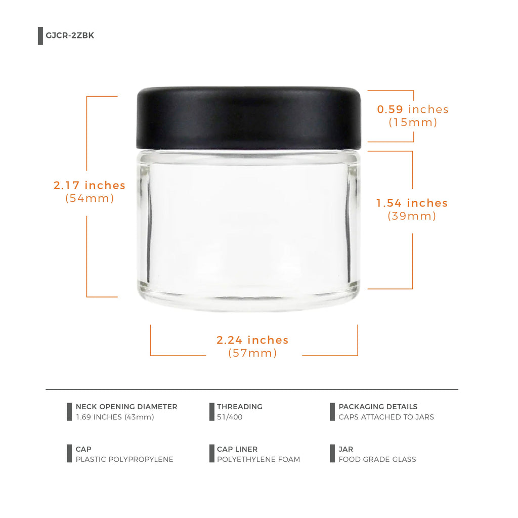 2 oz Child-Resistant Clear Glass Jar with Black Lid — view 10