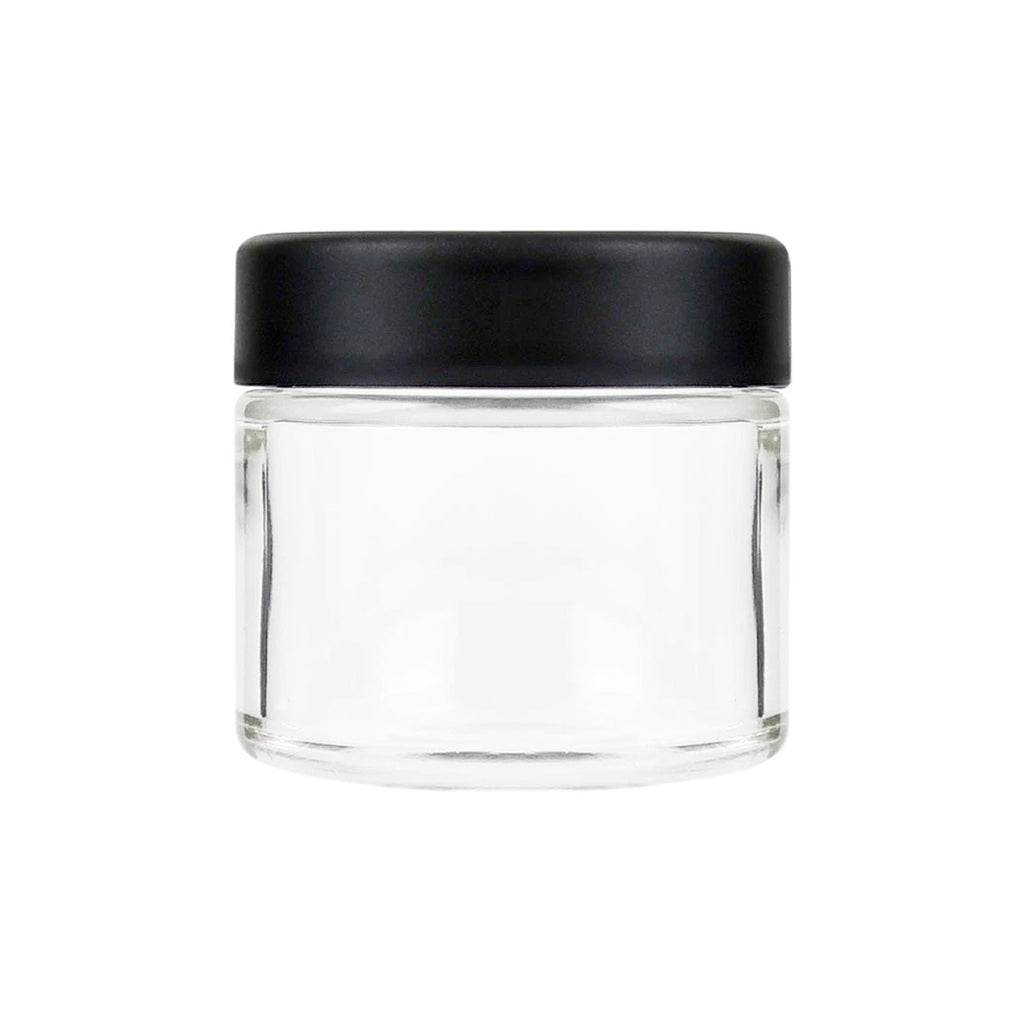 2 oz Child-Resistant Clear Glass Jar with Black Lid