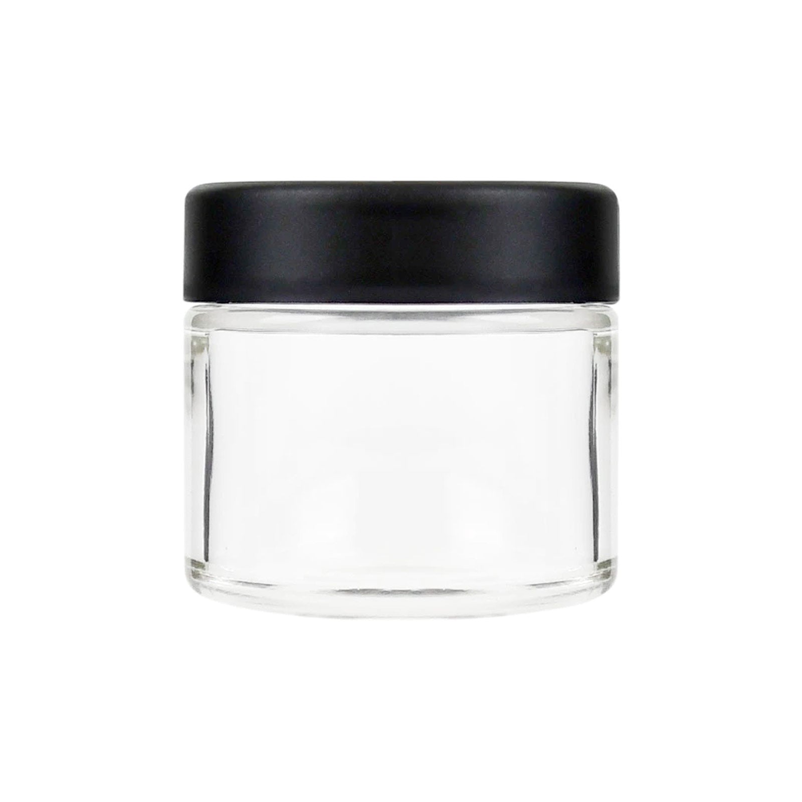 2 oz Child-Resistant Clear Glass Jar with Black Lid