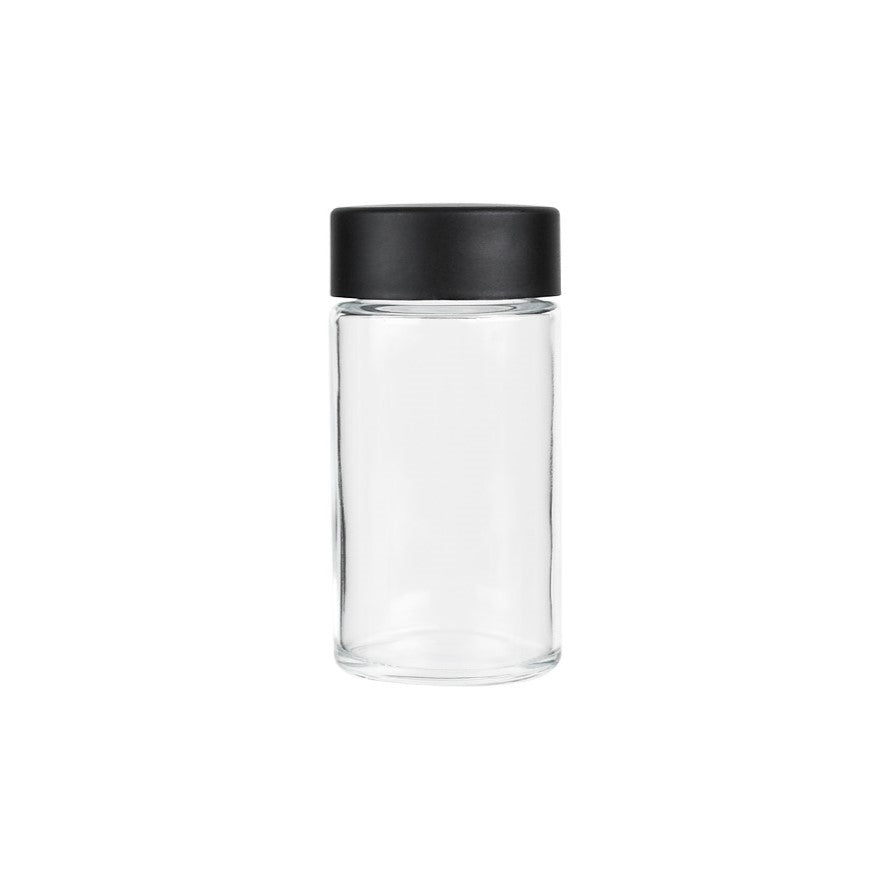 2.5 oz Child-Resistant Clear Glass Jar with Black Lid