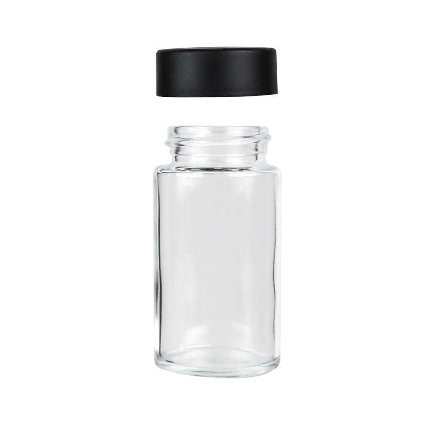 2.5 oz Child-Resistant Clear Glass Jar with Black Lid — view 2