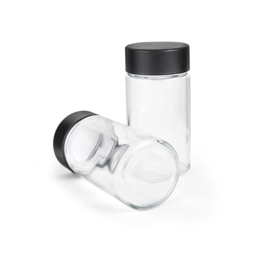 2.5 oz Child-Resistant Clear Glass Jar with Black Lid — view 3