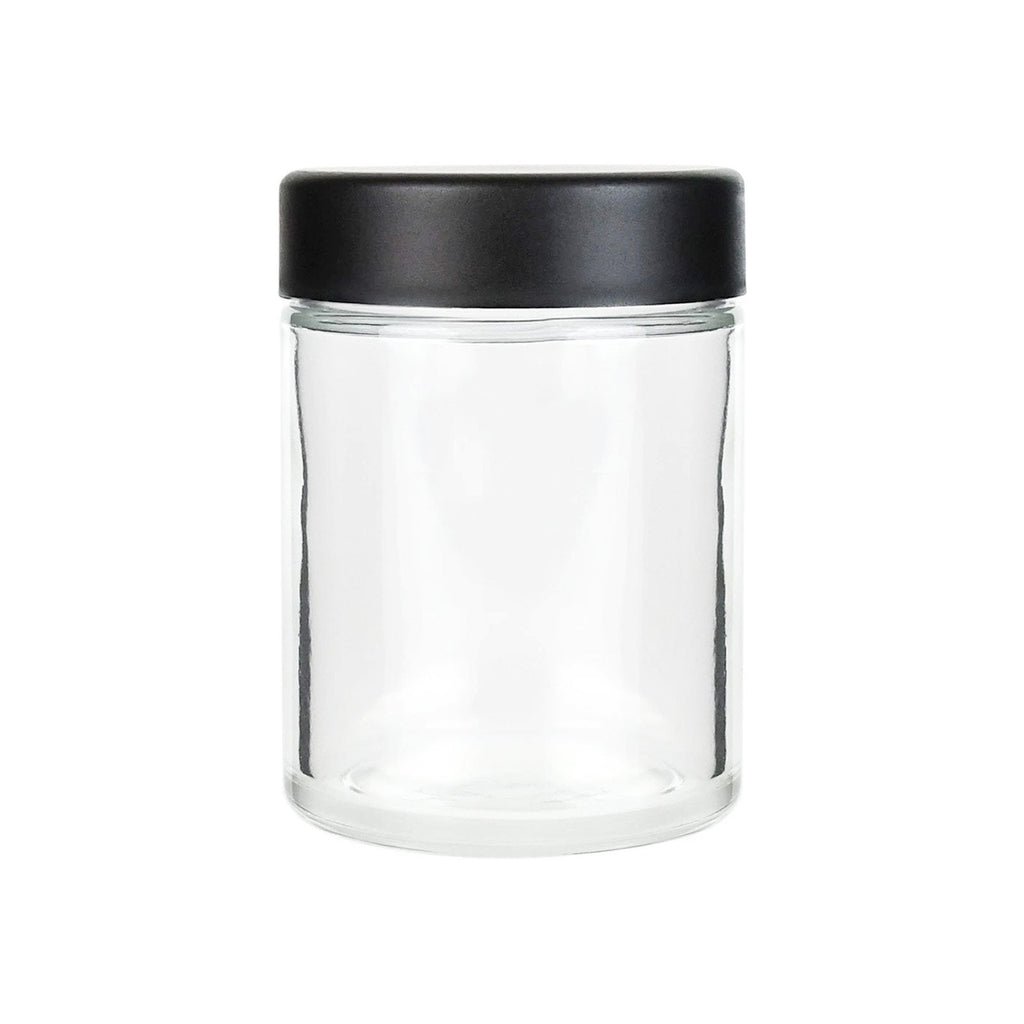 4 oz Child-Resistant Clear Glass Jar with Black Lid