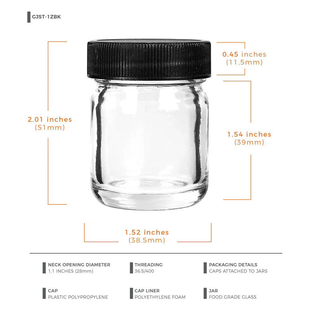 1 oz Clear Glass Jar with Black Lid — view 7
