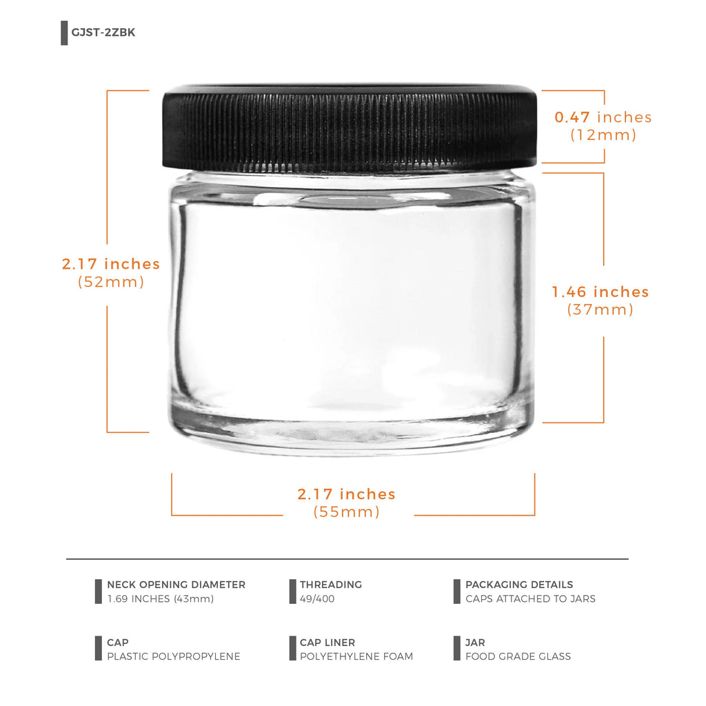 2 oz Clear Glass Jar with Black Lid — view 8