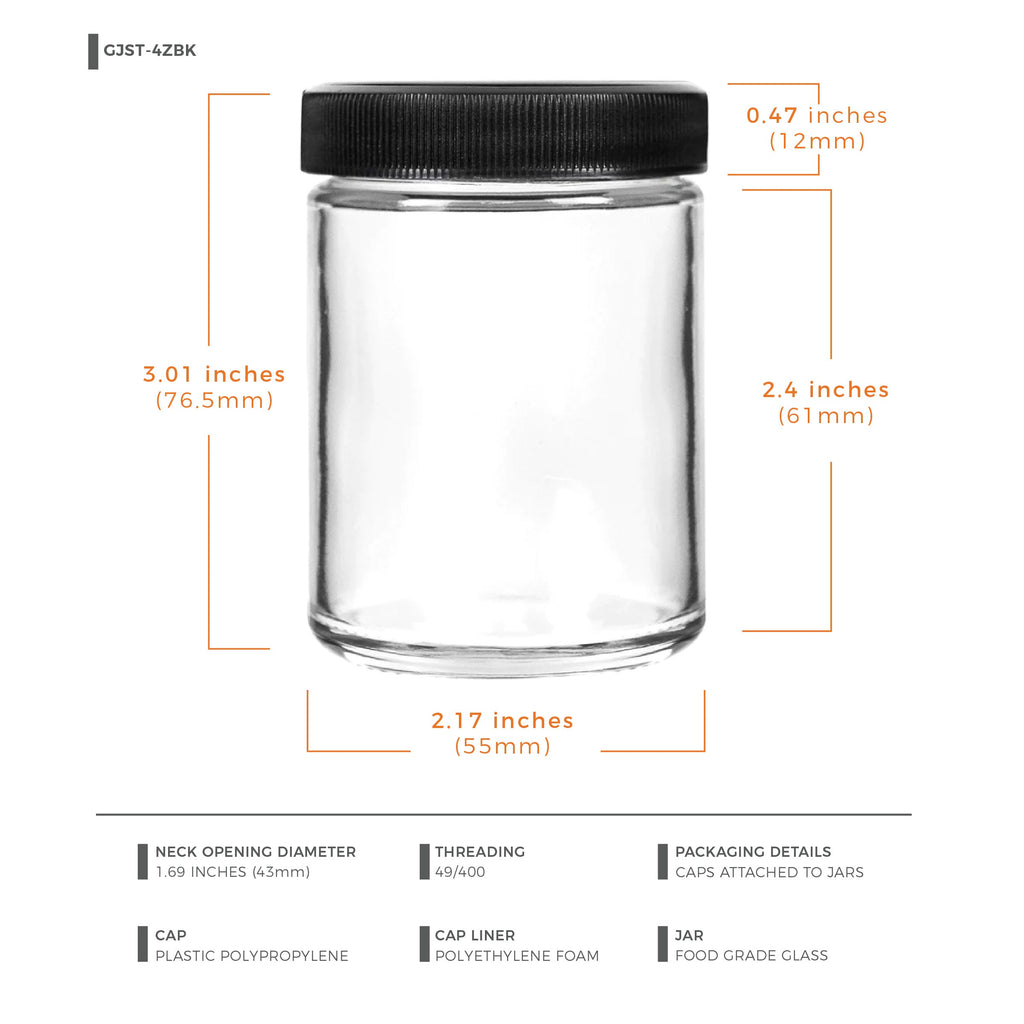 4 oz Clear Glass Jar with Black Lid — view 8