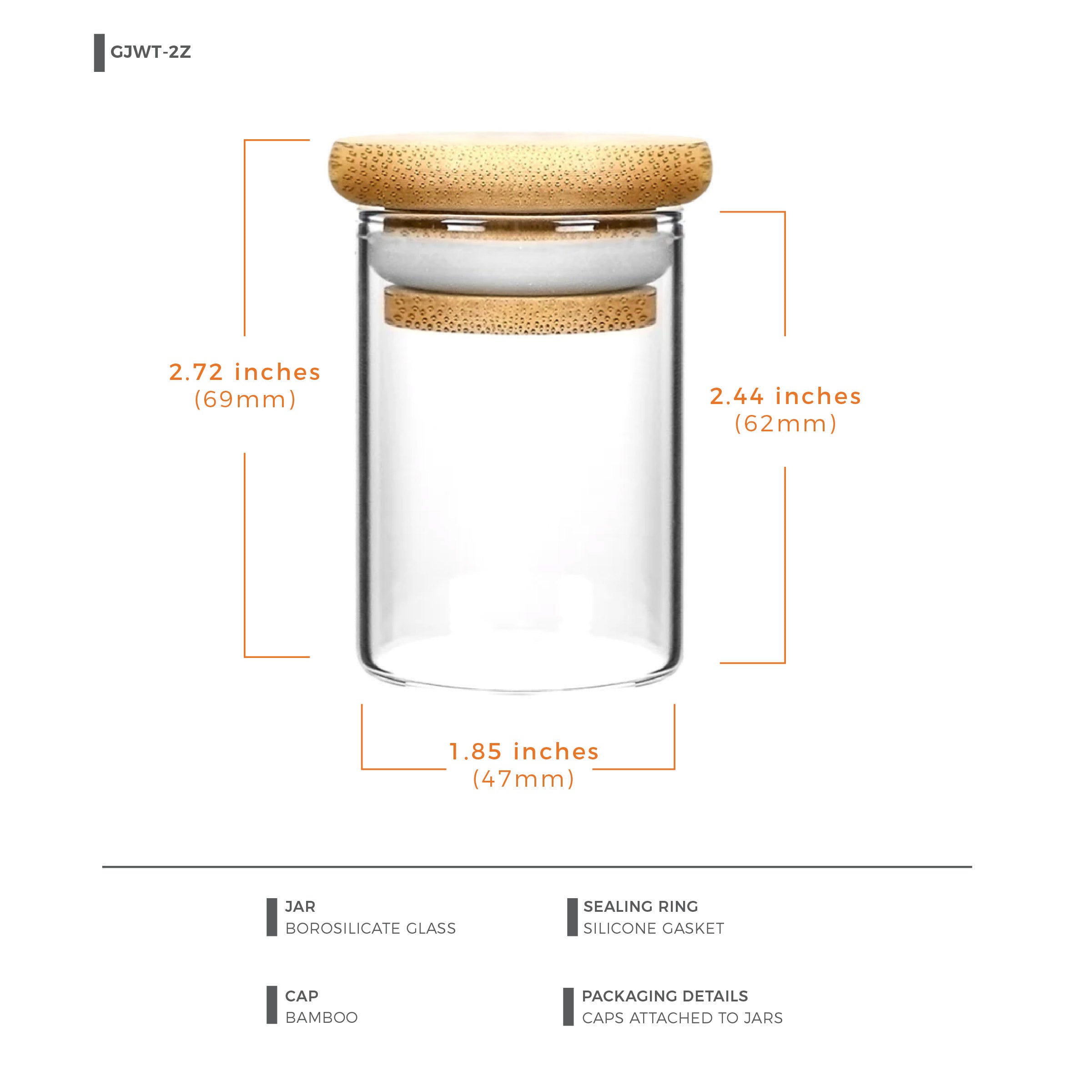 2 oz Wood-Lid Suction Clear Glass Jar with Wood Lid — view 10