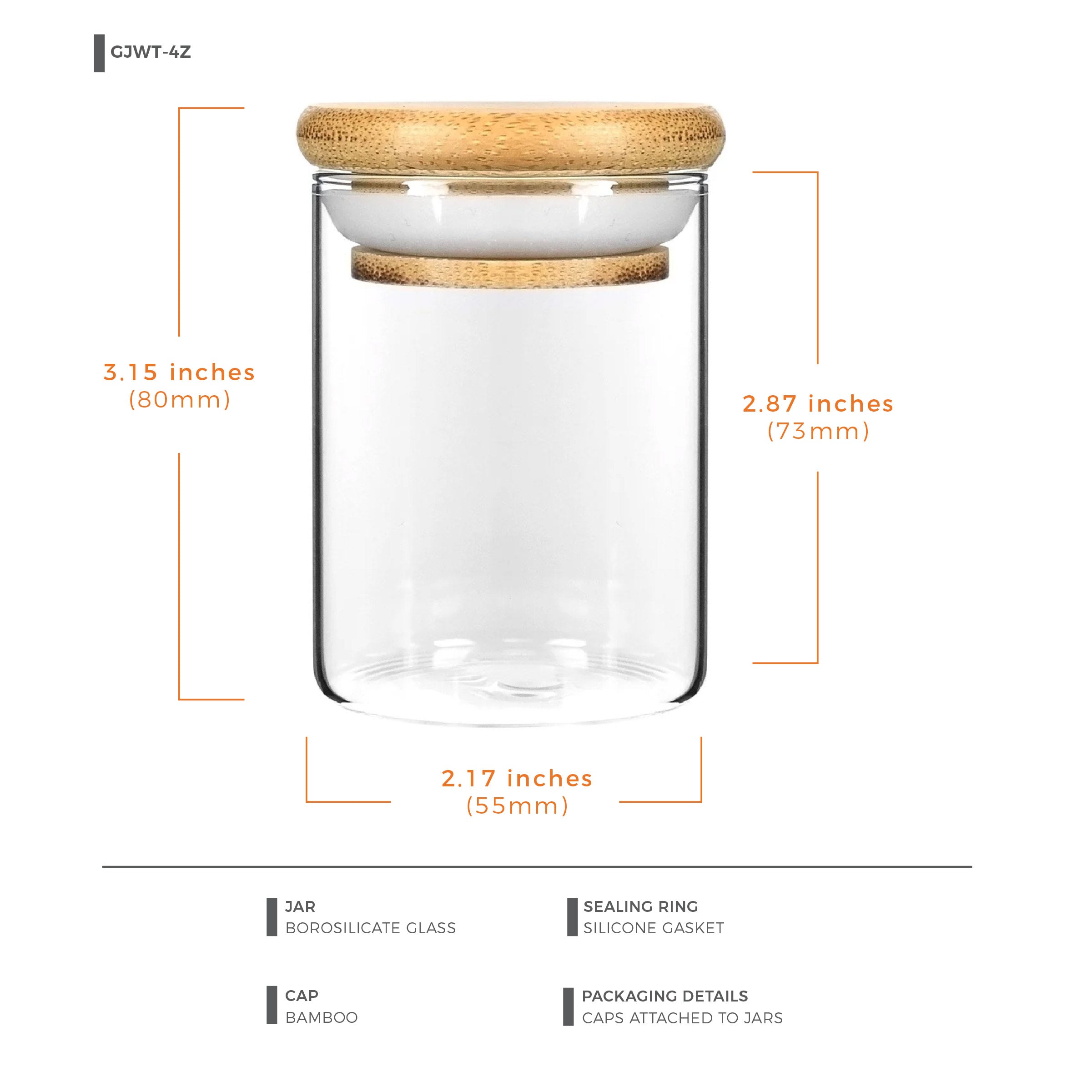 4 oz Wood-Lid Suction Clear Glass Jar with Wood Lid — view 12