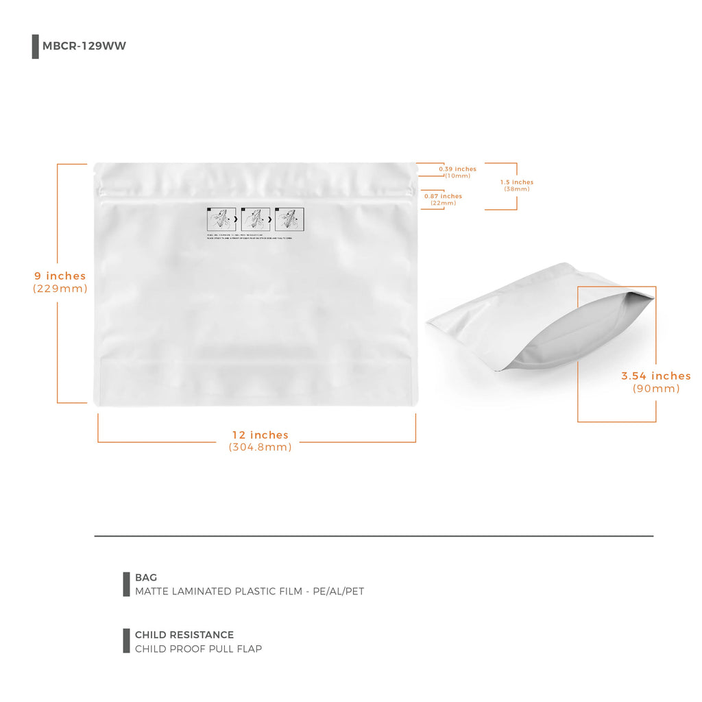 Child-Resistant Resealable Barrier Bag — 12"x9", White — view 10