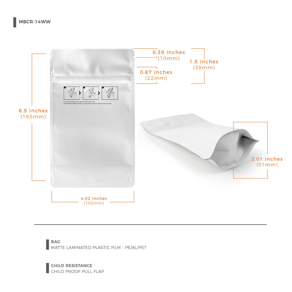 Child-Resistant Resealable Barrier Bag — 4"x6.5"+2", White — view 10